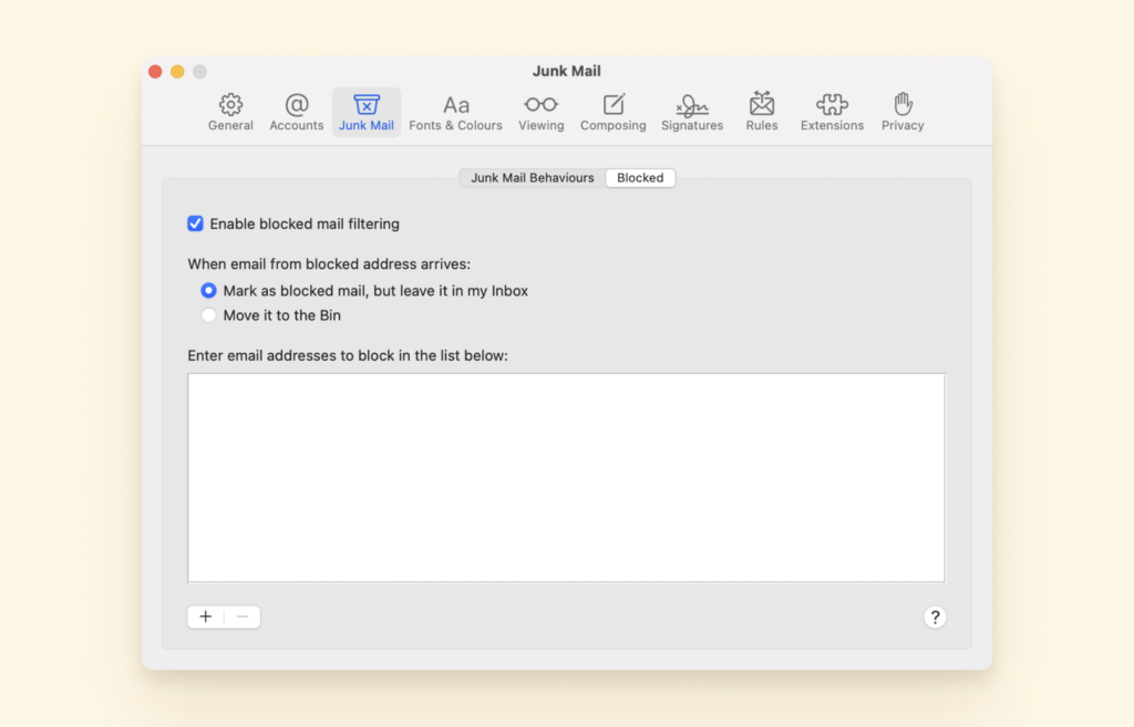 Mac Mail 中的垃圾邮件设置