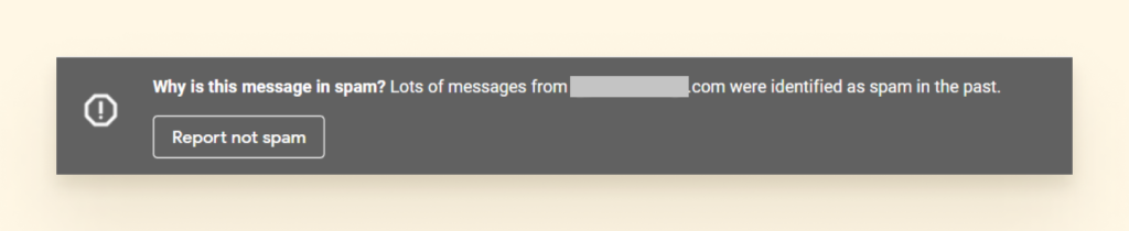 在 Gmail 中报告非垃圾邮件的屏幕截图